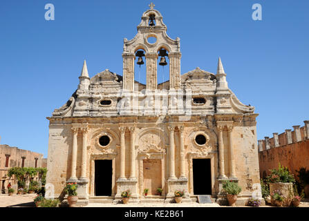 The church at the Monastry of Arkadi, dedicated to the Transfigeration of Christ and St Constantine and St Helen. it dates from 1587. Stock Photo