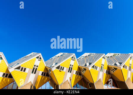 Cube Houses in the Blaak district of Rotterdam, Netherlands. They are a set of innovative houses designed by architect Piet Blom Stock Photo