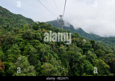 Cable car station on top of Mount Machinchang in Langakwi Malaysia with beautiful andaman sea in the background Stock Photo