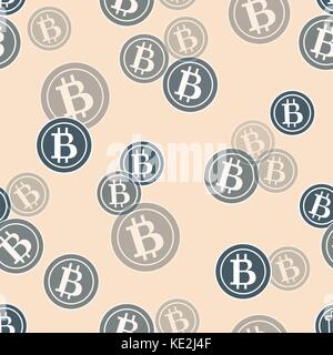 Seamless pattern with bitcoins. Finance and virtual currency. Design for banner, poster or print. Stock Vector