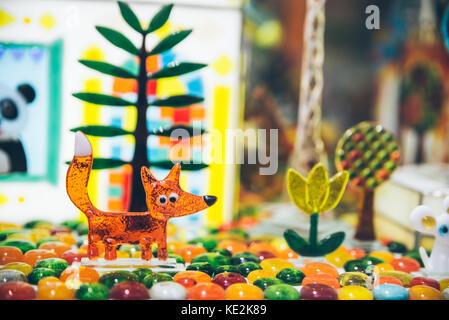 caramel town in store with animals and flowers Stock Photo