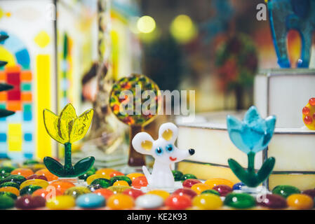 caramel town in store with animals and flowers Stock Photo