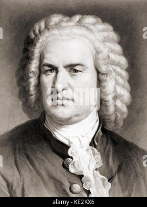 Johann Sebastian Bach - portrait of the German composer & organist by G. Jager. 21 March 1685 - 28 July 1750. Stock Photo