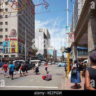 Elevation of busy Dr Pixley Kaseme Street. Pioneer Place, Durban, South Africa. Architect: designworkshop : sa, 2016. Stock Photo