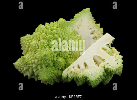 Romanesco cabbage iolsted on black background Stock Photo