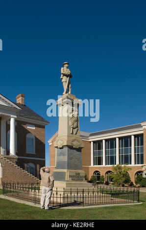 Caucasian senior man views Confederate memorial Lancaster, South Carolina, USA Stock Photo