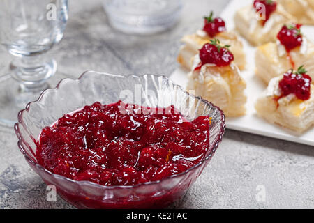 Homemade Thanksgiving Cranberry Sauce with Orange Zest Stock Photo