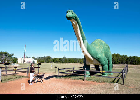 Glen Rose,Texas - Oct.16-2017  Dinosaur Valley State Park in Glen Rose,TX having Dino tracks over 100 million years old. Stock Photo