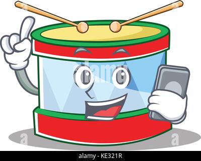 With phone toy drum character cartoon Stock Vector