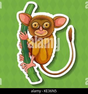 Wild animal hanging on the stem illustration Stock Vector