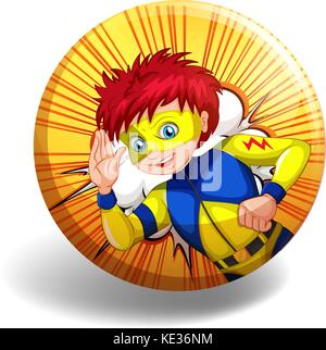Superhero wearing mask on yellow badge Stock Vector