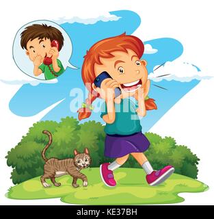 kids talking on the phone clipart