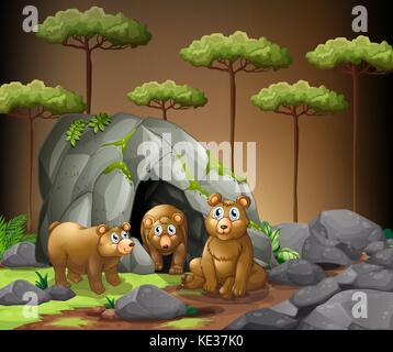 Three bears living in the jungle Stock Vector Image & Art - Alamy