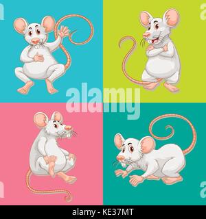 Mouse in four color backgrounds illustration Stock Vector