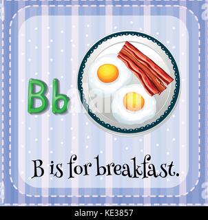 Flashcard letter B is for breakfast illustration Stock Vector