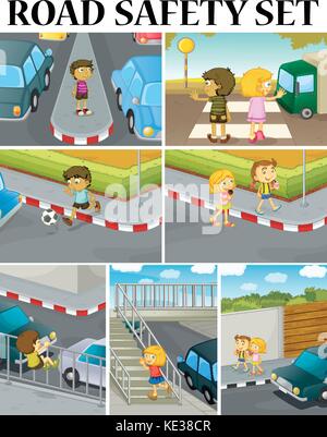 Different Scenes With Road Safety Illustration Royalty Free SVG, Cliparts,  Vectors, and Stock Illustration. Image 56548926.
