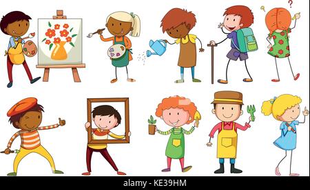 People doing different activities illustration Stock Vector