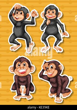 Two monkeys with brown fur illustration Stock Vector Image & Art - Alamy