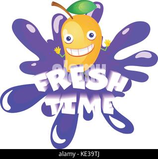 Mango with happy face illustration Stock Vector
