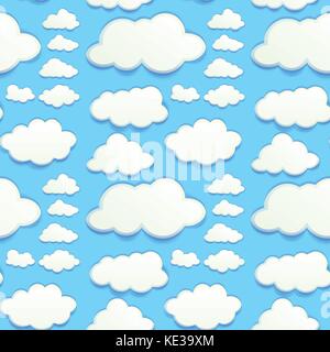 Seamless clouds in blue sky illustration Stock Vector