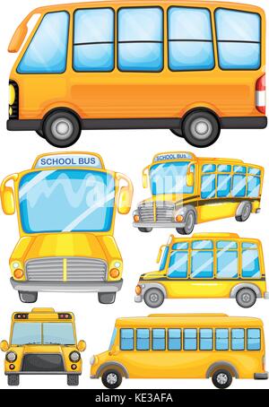 Different design of school bus illustration Stock Vector