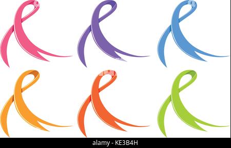 Ribbons in different colors illustration Stock Vector