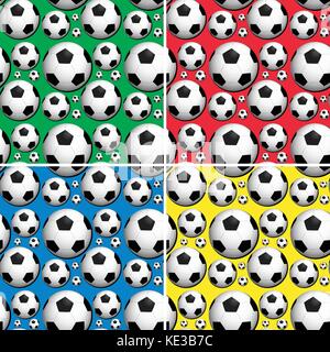 Seamless soccer balls on colors background illustration Stock Vector