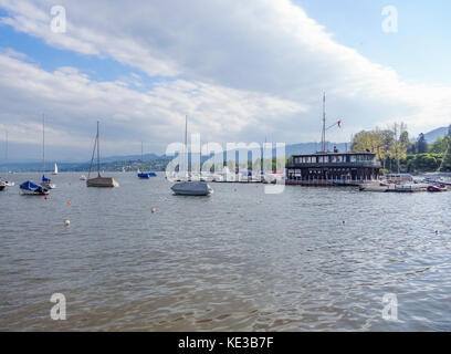 riparian scenery around Lake Zurich in Switzerland Stock Photo