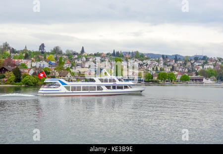 riparian scenery around Lake Zurich in Switzerland Stock Photo