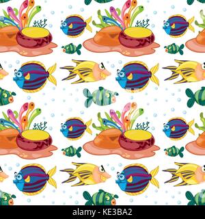 Seamless background with fish swimming underwater illustration Stock Vector