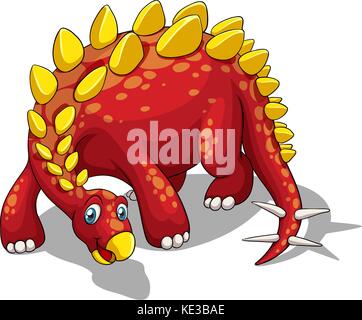 Red dinosaur with yellow spikes on white illustration Stock Vector