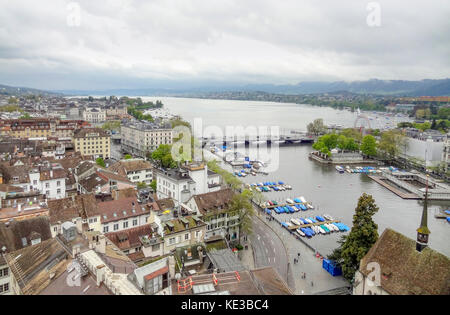 High angle view of Zurich, the largest city in Switzerland Stock Photo