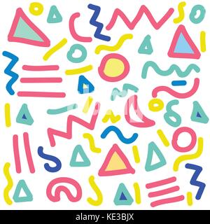 doodle seamless pattern in  memphis style, vector format Stock Vector