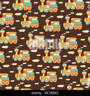 childish seamless pattern with train toys Stock Vector