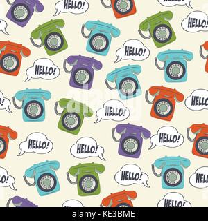 beautiful seamless pattern with retro phone Stock Vector