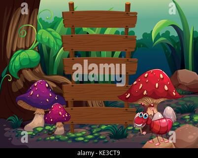Scene with wooden signs in the woods illustration Stock Vector Image ...