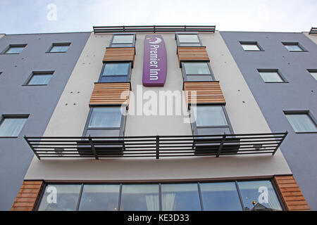 Exterior of the new Premier Inn Hotel in Maidstone, Kent. The building was converted from a former office block. Stock Photo