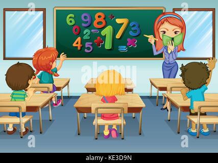 Math teacher teaching in classroom illustration Stock Vector Image & Art -  Alamy