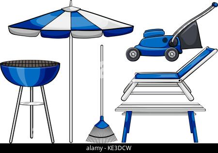 Gardening tool and BBQ stove illustration Stock Vector