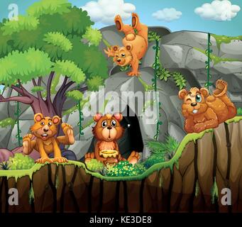 Bears in the jungle illustration Stock Vector Image & Art - Alamy