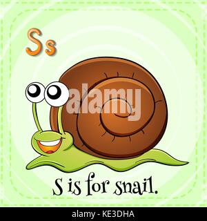 Flashcard letter S is for snail illustration Stock Vector