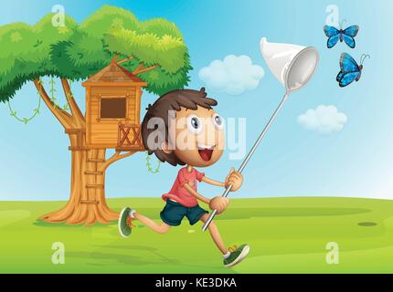 Butterflies catcher cartoon Stock Vector Image & Art - Alamy