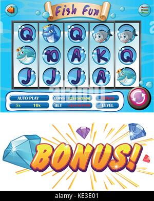 Computer game template with underwater theme illustration Stock Vector