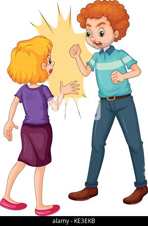 Man and woman fighting illustration Stock Vector Art & Illustration ...