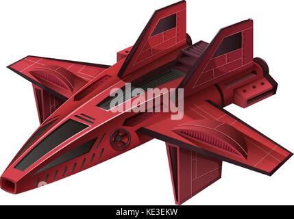Red spaceship with wings illustration Stock Vector