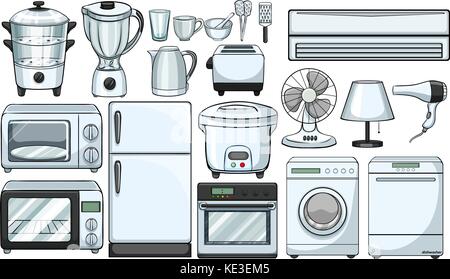 Electronic devices used in the kitchen illustration Stock Vector