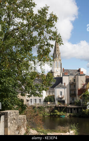 Riverside houses, Argenton sur Creuse, Central France Stock Photo