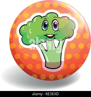 Circular badge with broccoli illustration Stock Vector