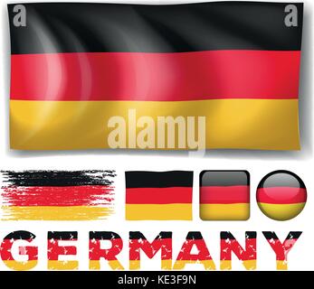 Germany flag in different designs illustration Stock Vector