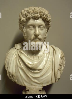 Marcus Aurelius. Roman emperor from 161-180. Antonine dynasty. Bust, 1st century AD. Ephesus Museum. Turkey. Stock Photo